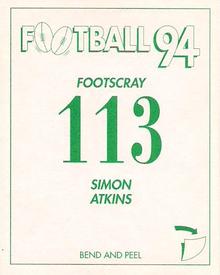1994 Select AFL Stickers #113 Simon Atkins Back